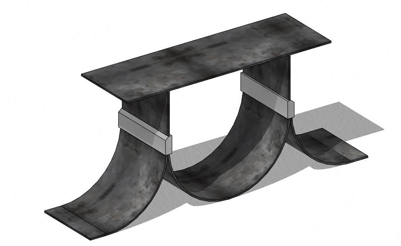 dessin 3D pieds de table métal Equilibrio
