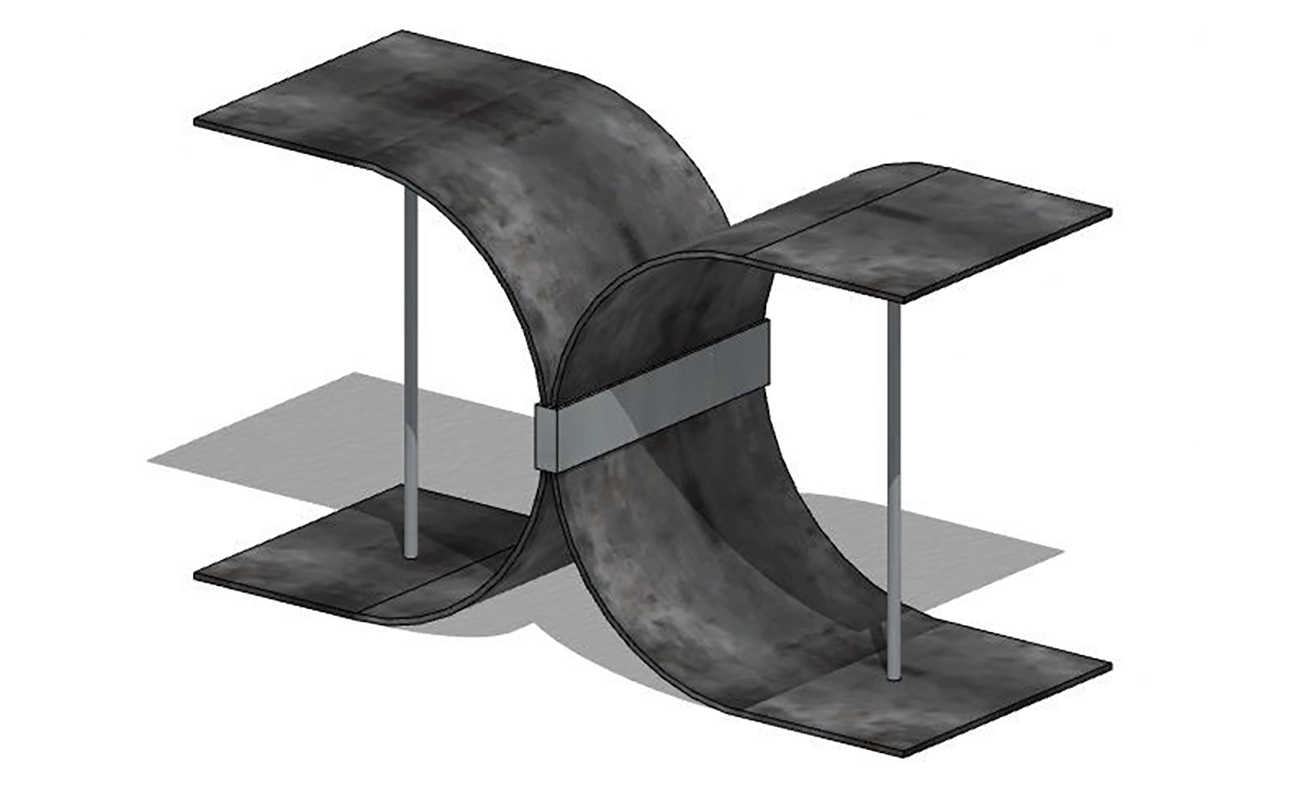 dessin 3D pieds de table métal Karma